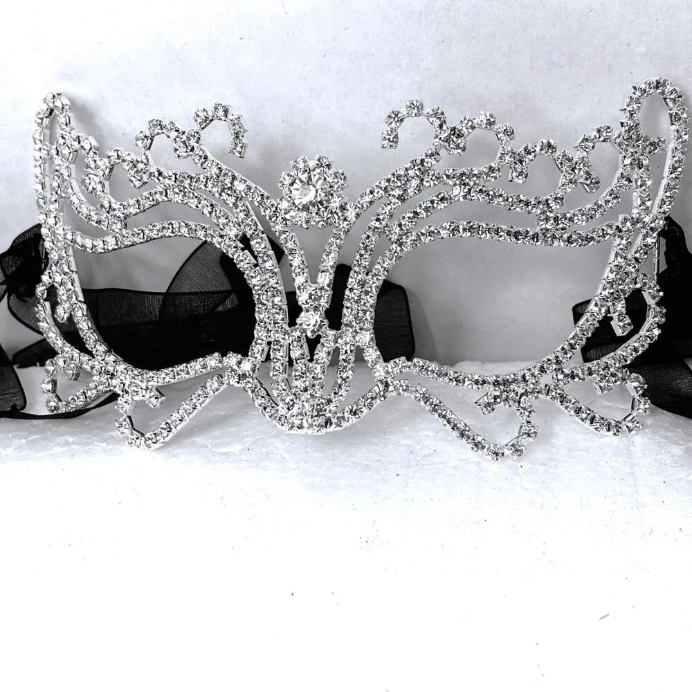Rhinestone Jeweled Metal Harlequin Facemask NWT NOS